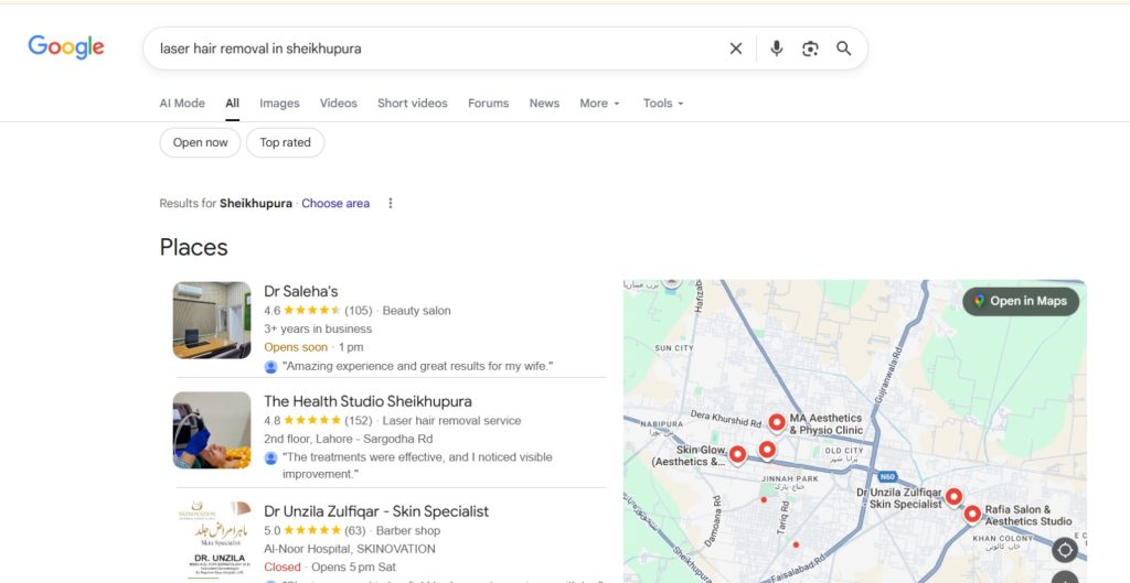 Laser hair removal in sheikhupura