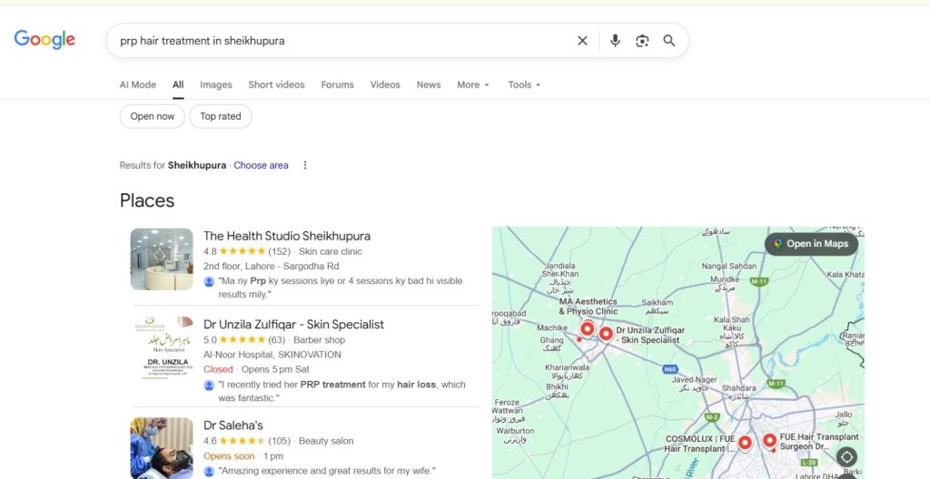 PRP treatment in sheikhupura