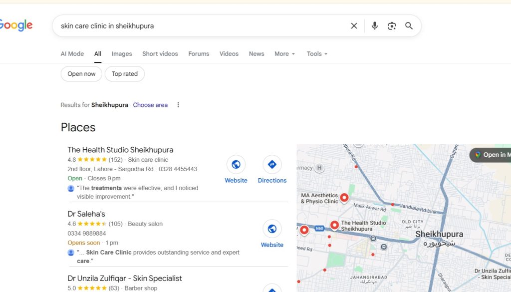 Skin care clinic in sheikhupura